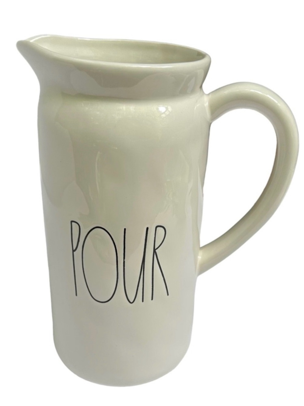 Rae Dunn POUR Pitcher Creamy White Black Large Letters Dimples NWT 2017 OG